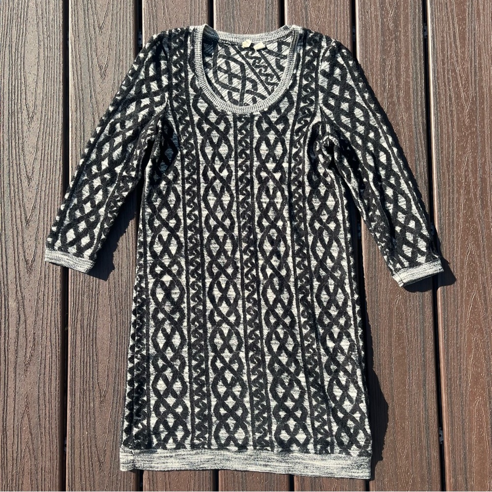 Anthropologie Moth Black and Gray Sweater Dress Womens Size S Winter Office Boho